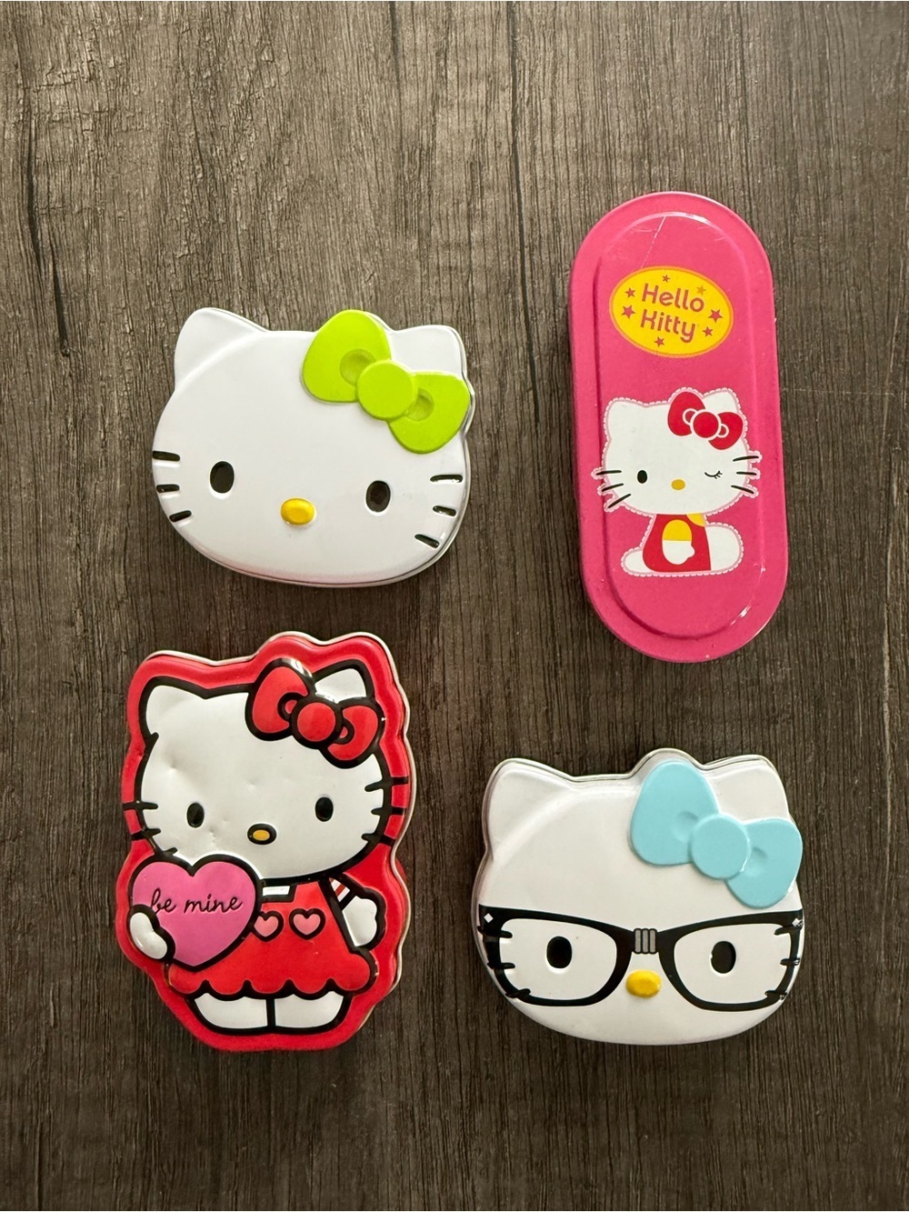 Hello Kitty Sanrio Preowned Set of 4 Cute Empty Collectible Mini Tins 2010s